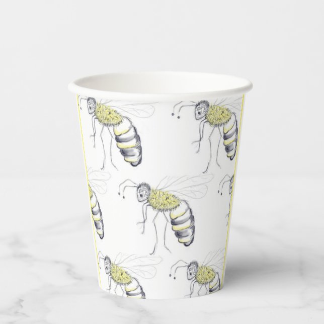 Vasos De Papel Buzzing with Style – Bee Illustration cups (Anverso)