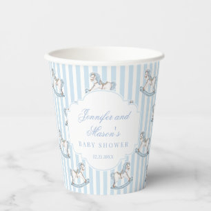 Vasos De Papel Caballo de balanceo de madera azul niño ducha de b