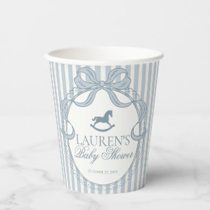 Vasos De Papel Caballo de Balanço con Lazo Coquette Azul para Bab