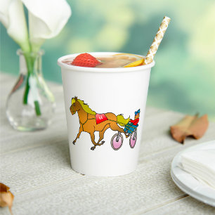 Vasos De Papel Caballo de carreras con conductor