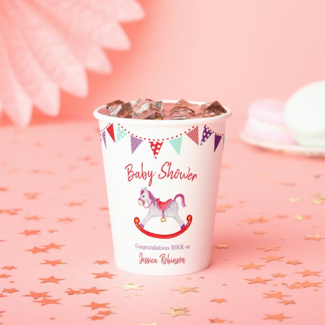 Vasos De Papel Caballo de ducha de bebé personalizado acuático (in situ)