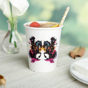 Vasos De Papel Caballo de guerrero en acuarela