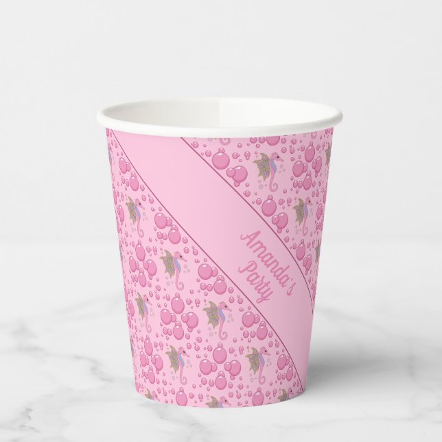 Vasos De Papel Caballo de mar mariposa en Personalizado de burbuj (Izquierda)