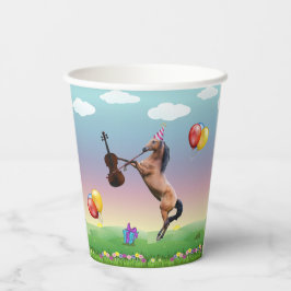 Vasos De Papel Caballo Jugando El Cumpleaños Del Violín