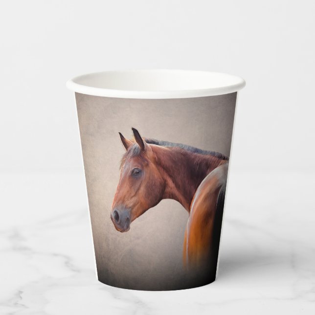 Vasos De Papel Caballo retrato dibujado (Anverso)