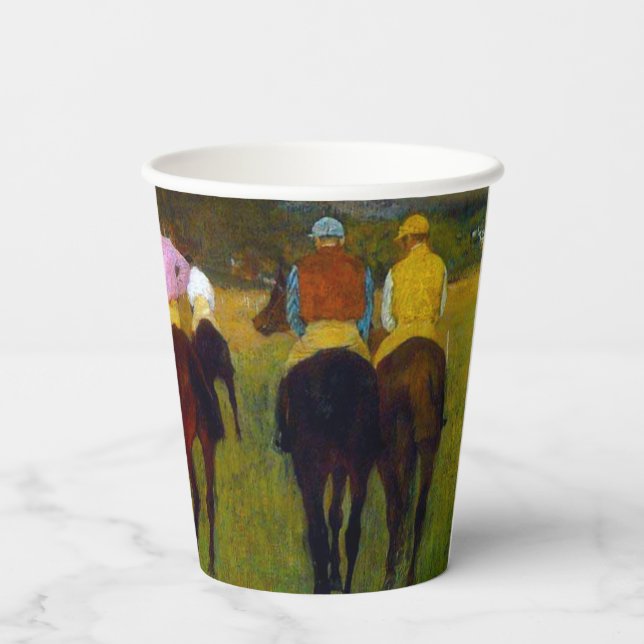 Vasos De Papel Caballos de carreras Edgar Degas en Longchamp (Reverso )