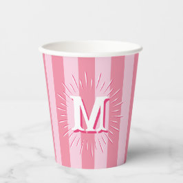 Vasos De Papel Cabana Stripes in Pink Personalized