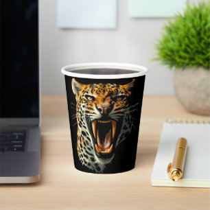 Vasos De Papel Cabeza de ataque ruidosa de leopardo