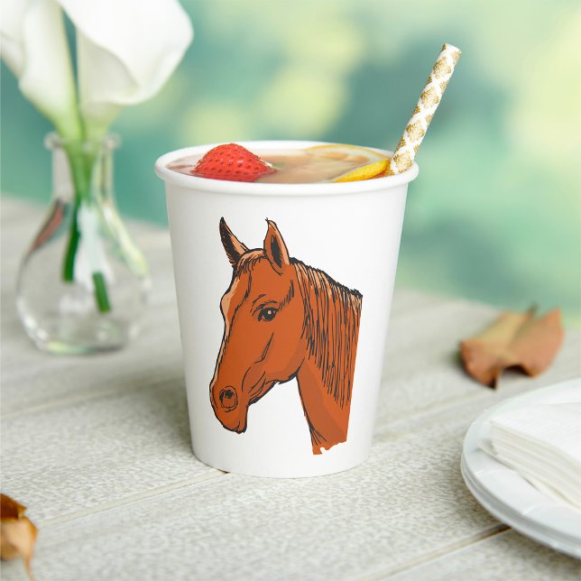 Vasos De Papel Cabeza de caballo Marrón Granja Animal (Subido por el creador)