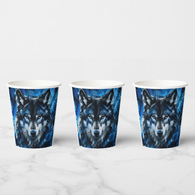 Vasos De Papel Cabeza de lobo (Multi)
