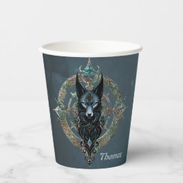 Vasos De Papel Cabeza de lobos negros con ojos azules penetrantes