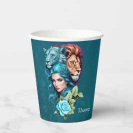 Vasos De Papel Cabeza de mujer hermosa con ojos expresivos