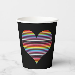Vasos De Papel Cable de cinta de arcoíris en forma de corazón