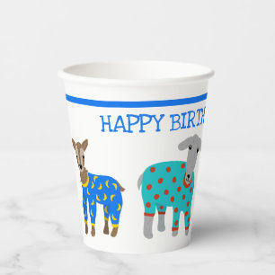 Vasos De Papel Cabras en pijama niños Fiesta de madera