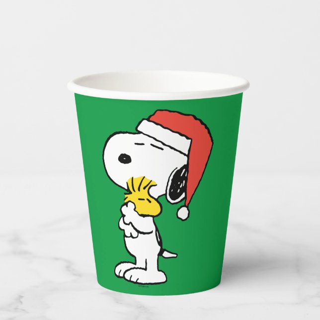 Vasos De Papel Cacahuetes | Abrazos de vacaciones Snoopy & Woodst (Anverso)