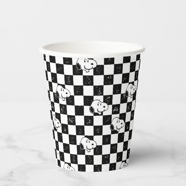 Vasos De Papel Cacahuetes | Bandera de Snoopy Checkered (Anverso)