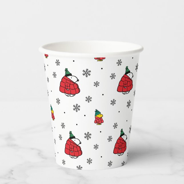 Vasos De Papel Cacahuetes | Chaqueta Snoopy Red Puffer (Anverso)