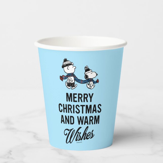 Vasos De Papel Cacahuetes | Feliz Navidad Snoopy y Charlie Brown (Anverso)