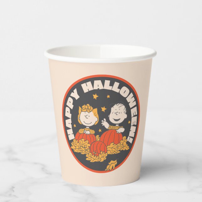 Vasos De Papel Cacahuetes | Feliz Sally y Linus de Halloween (Izquierda)