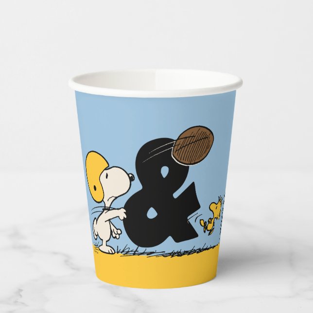 Vasos De Papel Cacahuetes | Fútbol Snoopy & Woodstock (Izquierda)