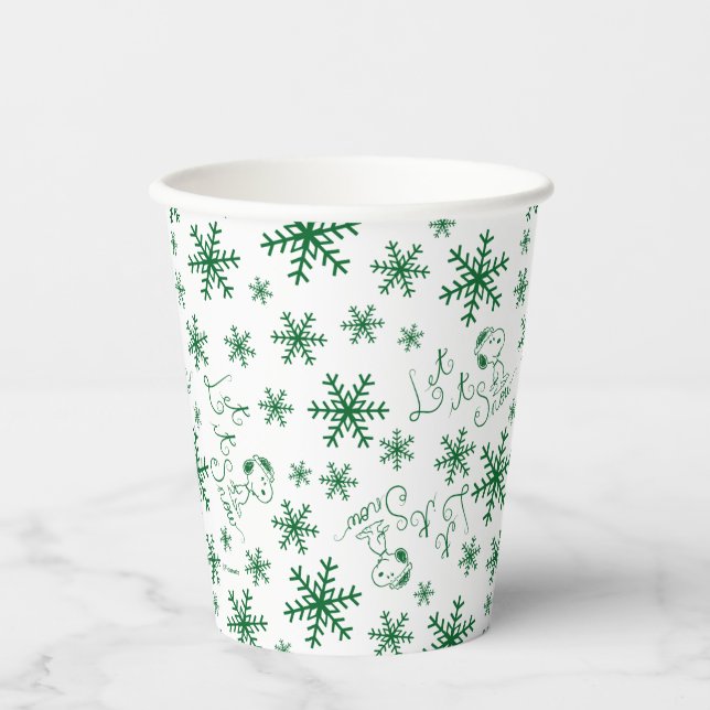 Vasos De Papel Cacahuetes | Navidades Snoopy Let It Snow Pattern (Anverso)