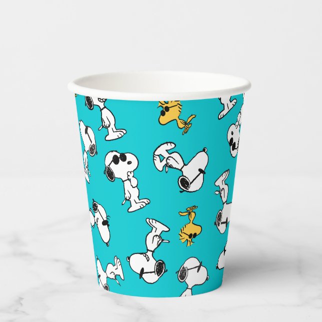 Vasos De Papel Cacahuetes | Patrón Snoopy & Gafas de sol (Anverso)