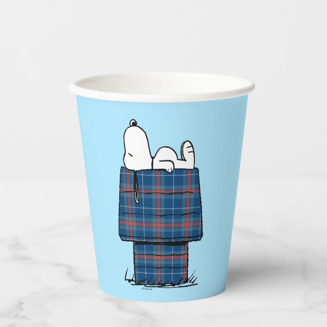 Vasos De Papel Cacahuetes | Snoopy Plaid Flannel Holiday Dog Hous (Anverso)