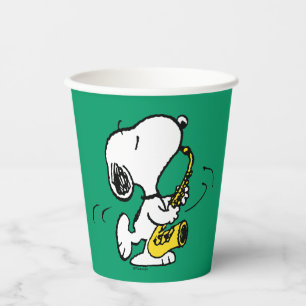 Vasos De Papel Cacahuetes   Snoopy Saxophone Player