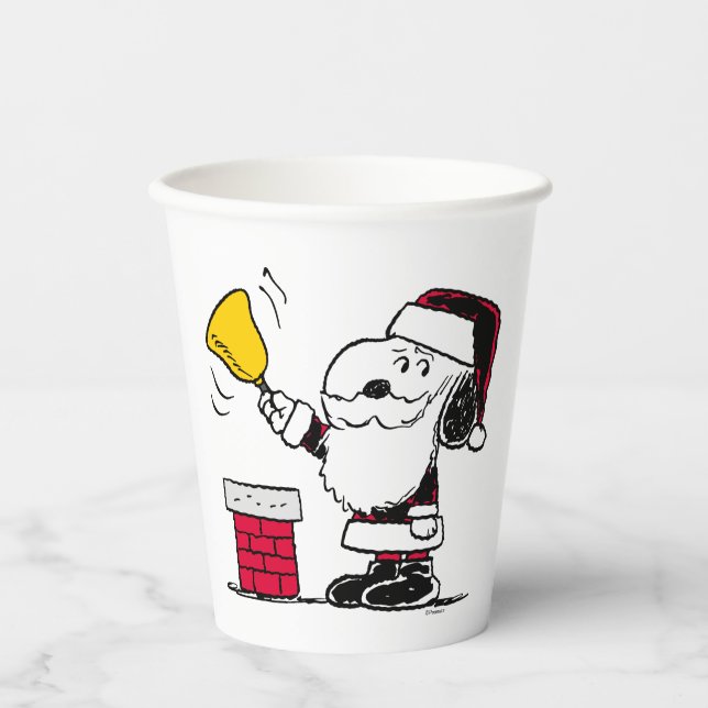 Vasos De Papel Cacahuetes | Snoopy & Woodstock Santa Bell Ringer (Anverso)
