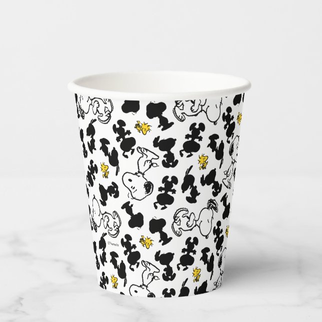 Vasos De Papel Cacahuetes | Snoopy & Woodstock Shadow Pattern (Anverso)