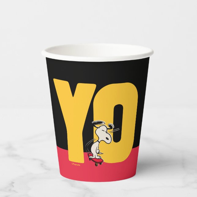 Vasos De Papel Cacahuetes | Snoopy YO Skateboard (Anverso)