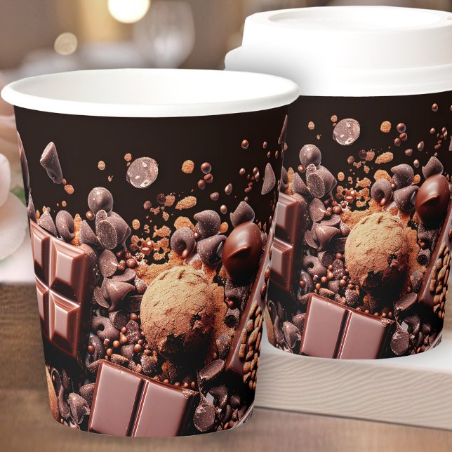 Vasos De Papel Cacao chocolate caliente chocoholico (Chocoholic Hot Chocolate Cocoa Paper Cups)
