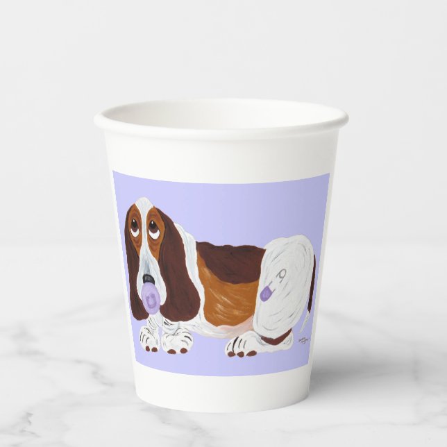 Vasos De Papel Cachorro Basset Hound (Anverso)