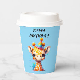Vasos De Papel Cachorro de jirafa con sombrero de fiesta cumpleañ