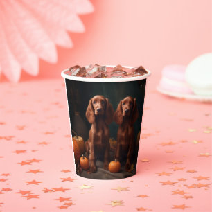 Vasos De Papel Cachorro de Setter Rojo Irlandés Delicia de Otoño 