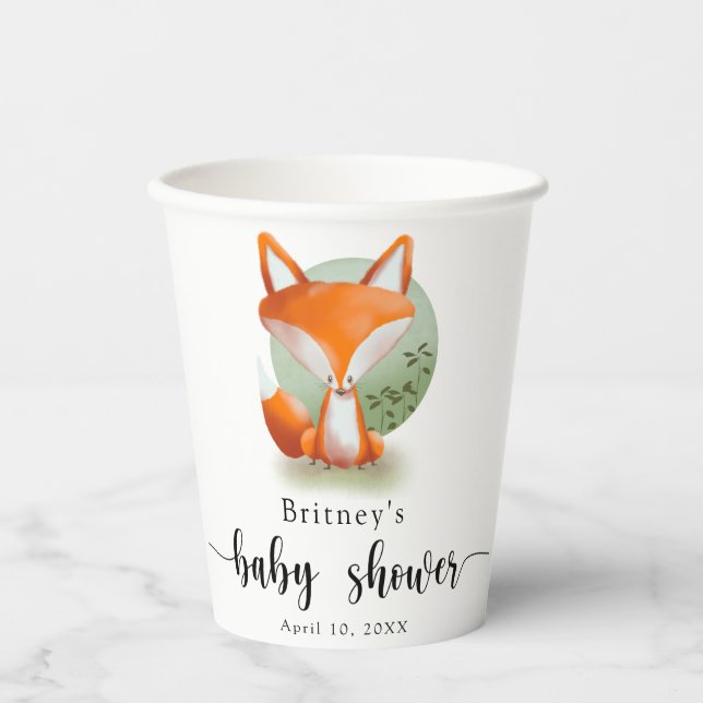 Vasos De Papel Cachorro de zorro - fiesta de bebé (Anverso)