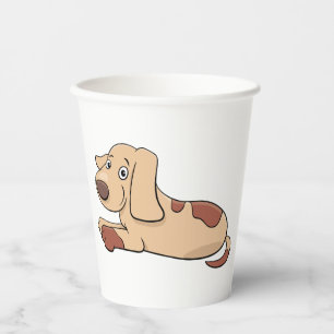 Vasos De Papel Cachorro Marrón y Beige con Manchas Adorables