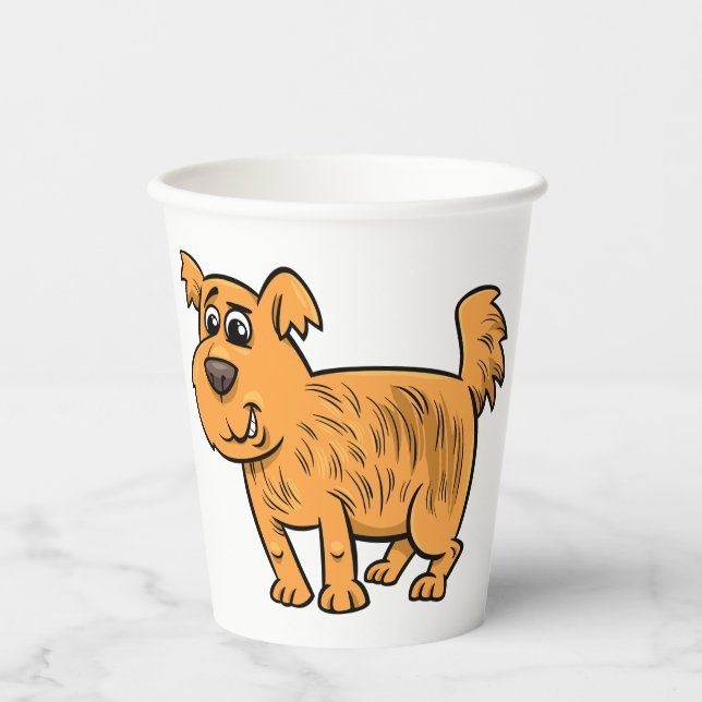 Vasos De Papel Cachorro Naranja Desgreñado (Anverso)