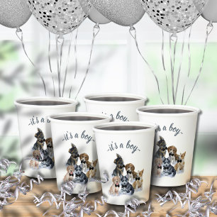 Vasos De Papel Cachorro puro Black Tie Elegant Cute Baby Shower