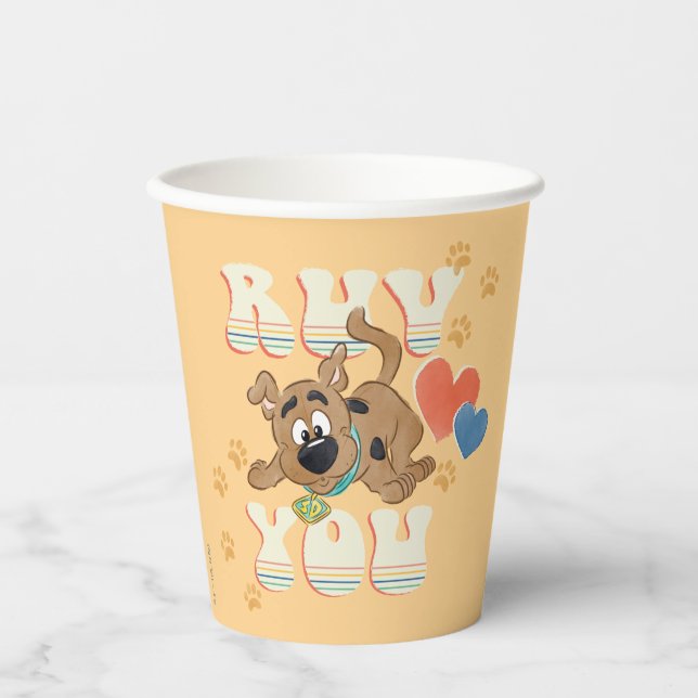 Vasos De Papel Cachorro Scooby-Doo "Ruv You" (Anverso)
