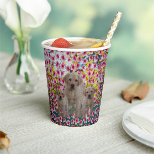 Vasos De Papel Cachorros Labrador Pintura al Óleo,