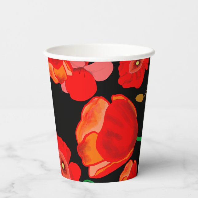 Vasos De Papel Cachorros rojos en ilustracion de fondo negro (Reverso )