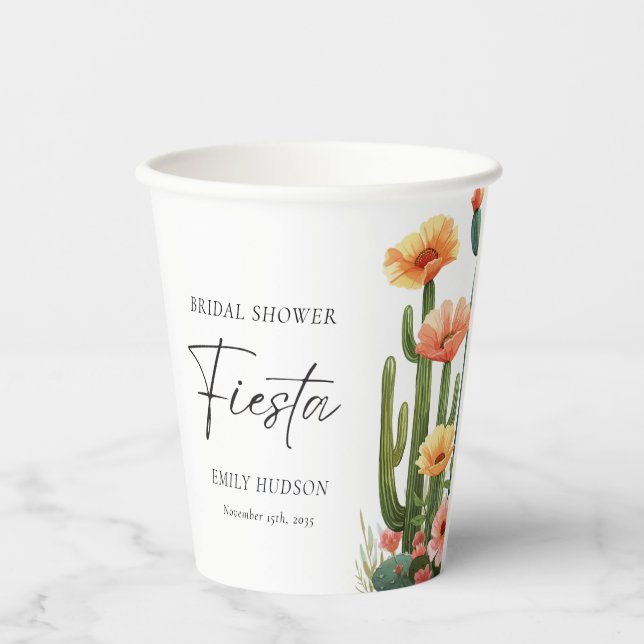 Vasos De Papel Cactus Fiesta Floral Bridal Shower (Anverso)
