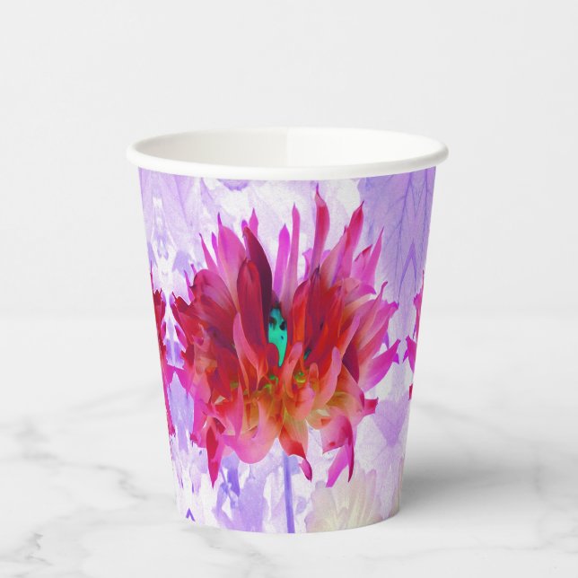 Vasos De Papel Cactus Rojo y Rosa Caliente Dahlia (Izquierda)