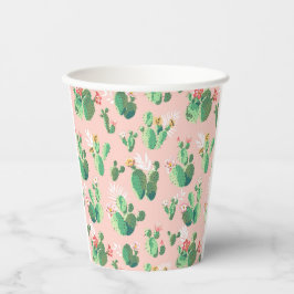 Vasos De Papel Cactus rosados y Verde azulados Copas de Fiesta de