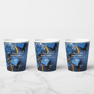 Vasos De Papel Caduceus Elegant Gold Confetti Naval Azul
