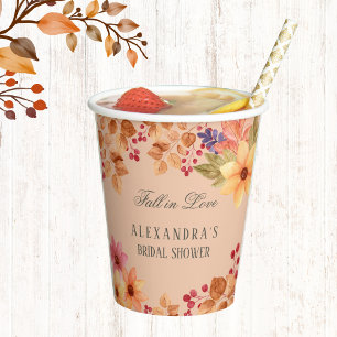 Vasos De Papel Cae en amor Rústica floral otoño ducha de novias