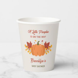 Vasos De Papel Cae una pequeña calabaza Baby Shower en otoño.