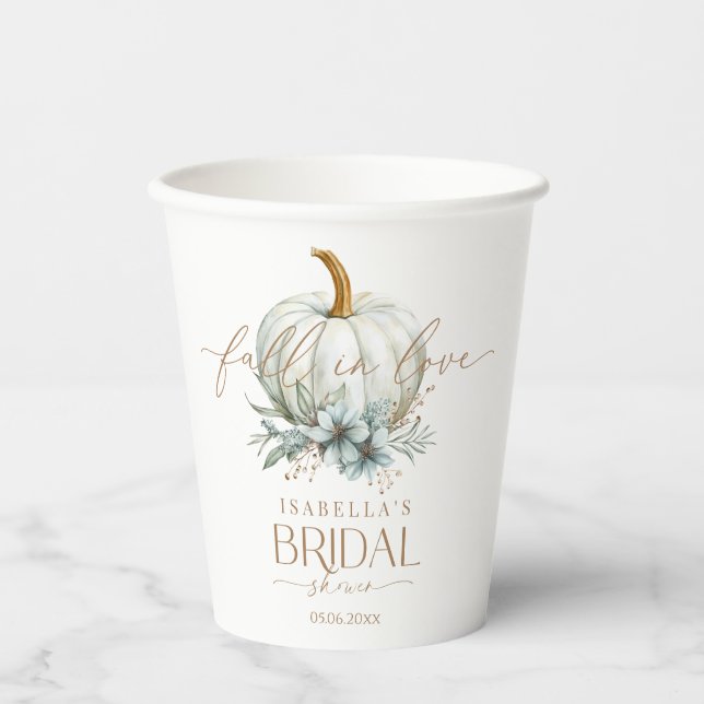 Vasos De Papel Caer en el amor en la ducha de novias (Anverso)