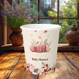 Vasos De Papel Caer enamorada del bebé Woodland Baby Shower